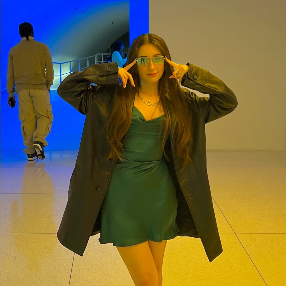 Motel Rocks Emerald Green Satin Dress (TikTik Viral 2020)